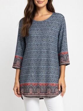 New Directions Blue and Red Tunic Top